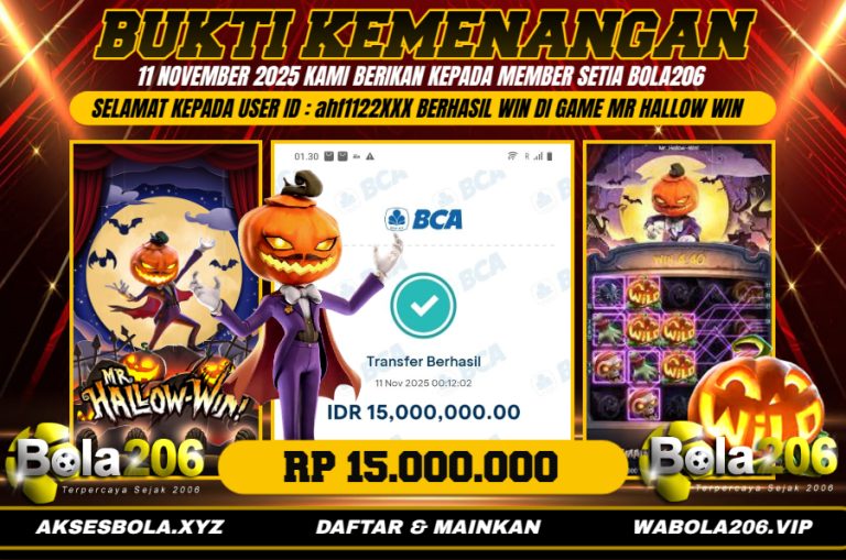 BUKTI KEMENANGAN MEMBER BOLA206 TANGGAL 11 NOVEMBER 2025