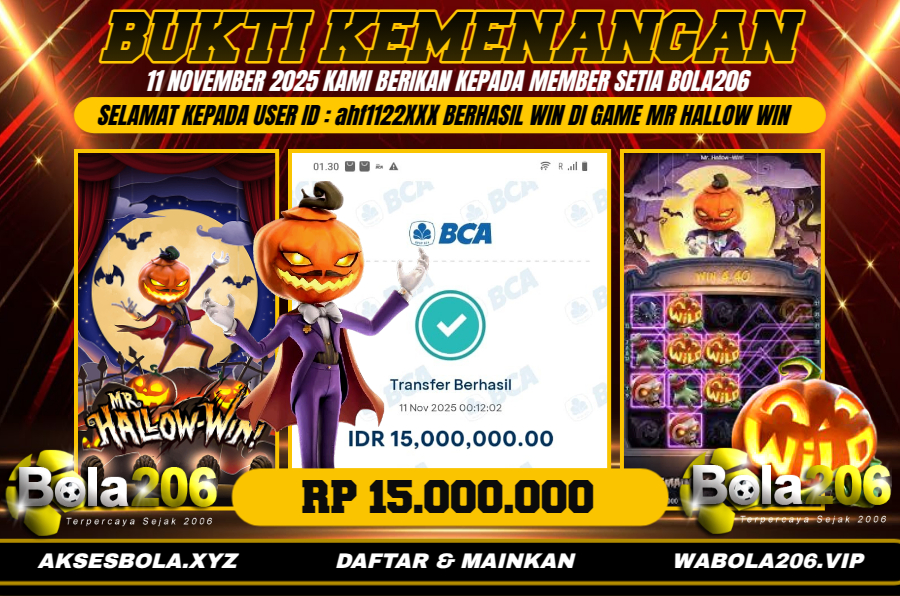 BUKTI KEMENANGAN MEMBER BOLA206 TANGGAL 11 NOVEMBER 2025