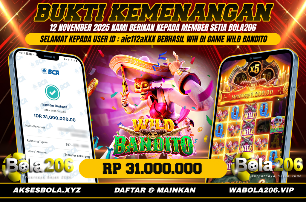 BUKTI KEMENANGAN MEMBER BOLA206 TANGGAL 12 NOVEMBER 2025