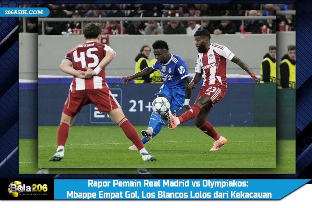 Rapor Pemain Real Madrid vs Olympiakos: Mbappe Empat Gol, Los Blancos Lolos dari Kekacauan