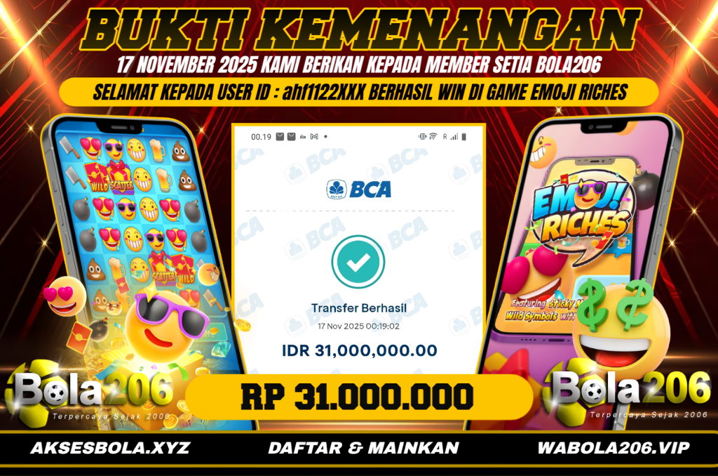 BUKTI KEMENANGAN MEMBER BOLA206 TANGGAL 17 NOVEMBER 2025