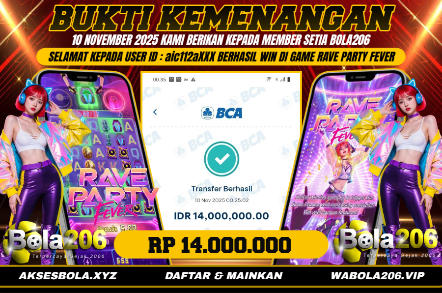 BUKTI KEMENANGAN MEMBER BOLA206 TANGGAL 10 NOVEMBER 2025