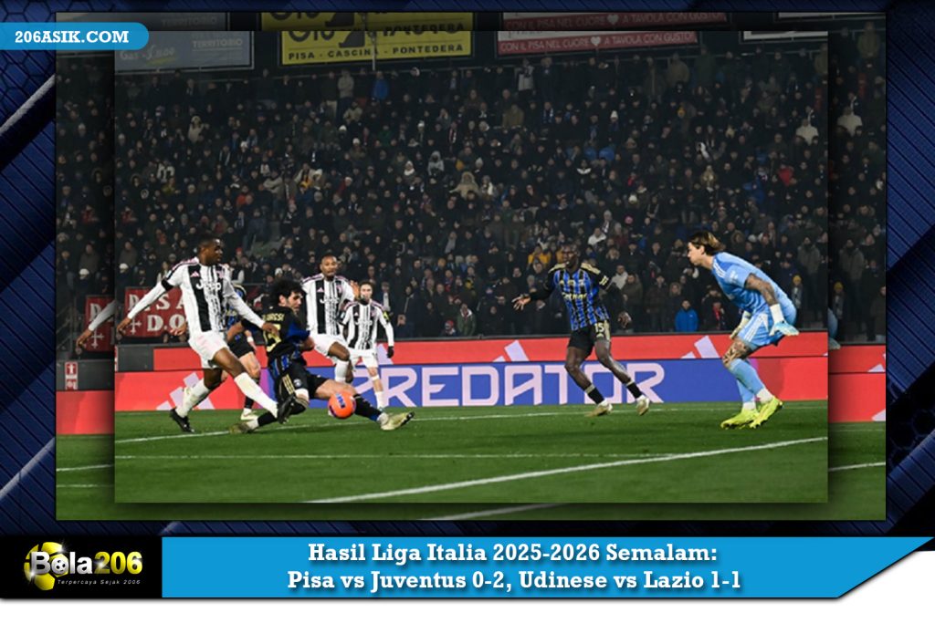 Hasil Liga Italia 2025-2026 Semalam: Pisa vs Juventus 0-2, Udinese vs Lazio 1-1