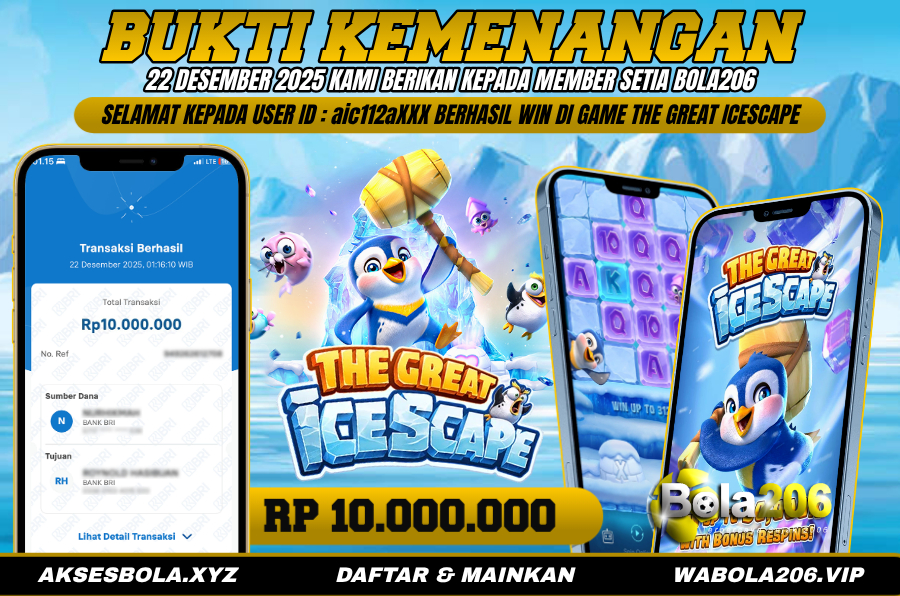 BUKTI KEMENANGAN MEMBER BOLA206 TANGGAL 22 DESEMBER 2025