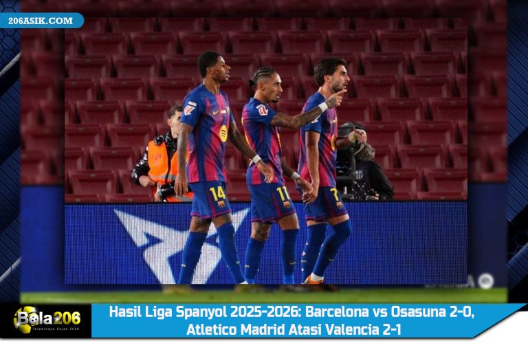 Hasil Liga Spanyol 2025-2026: Barcelona vs Osasuna 2-0, Atletico Madrid Atasi Valencia 2-1