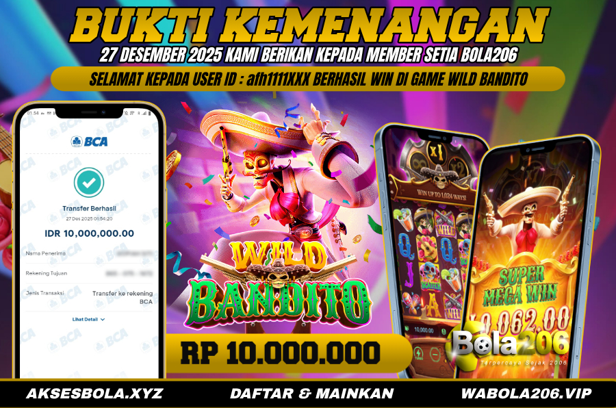 BUKTI KEMENANGAN MEMBER BOLA206 TANGGAL 27 DESEMBER 2025