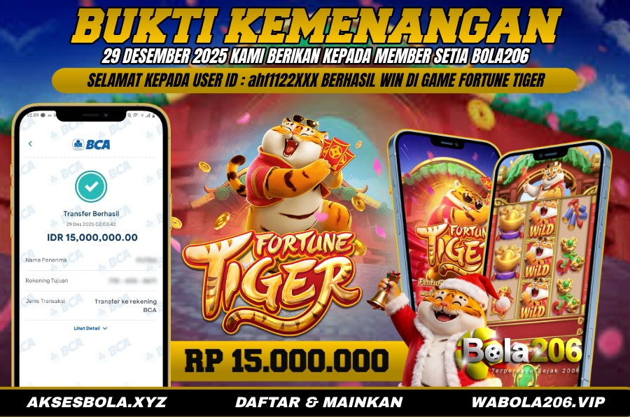 BUKTI KEMENANGAN MEMBER BOLA206 TANGGAL 29 DESEMBER 2025