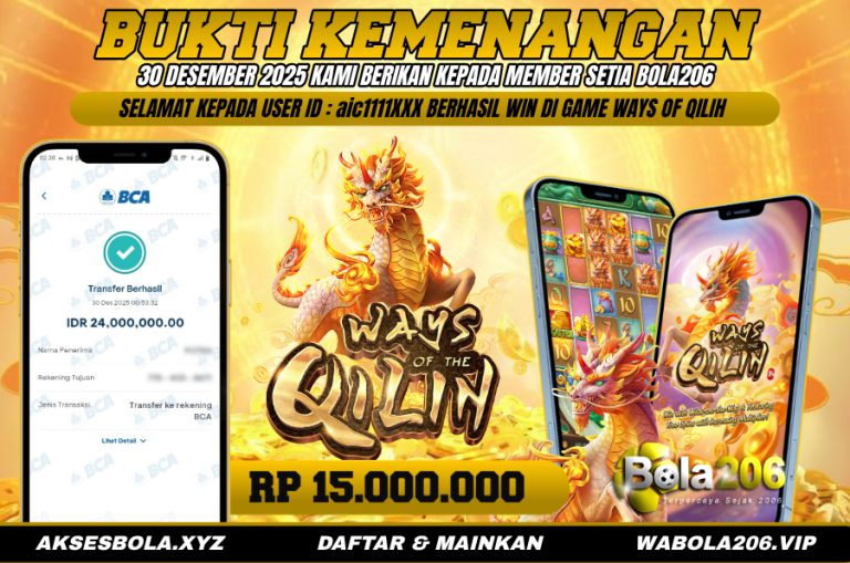 BUKTI KEMENANGAN MEMBER BOLA206 TANGGAL 30 DESEMBER 2025