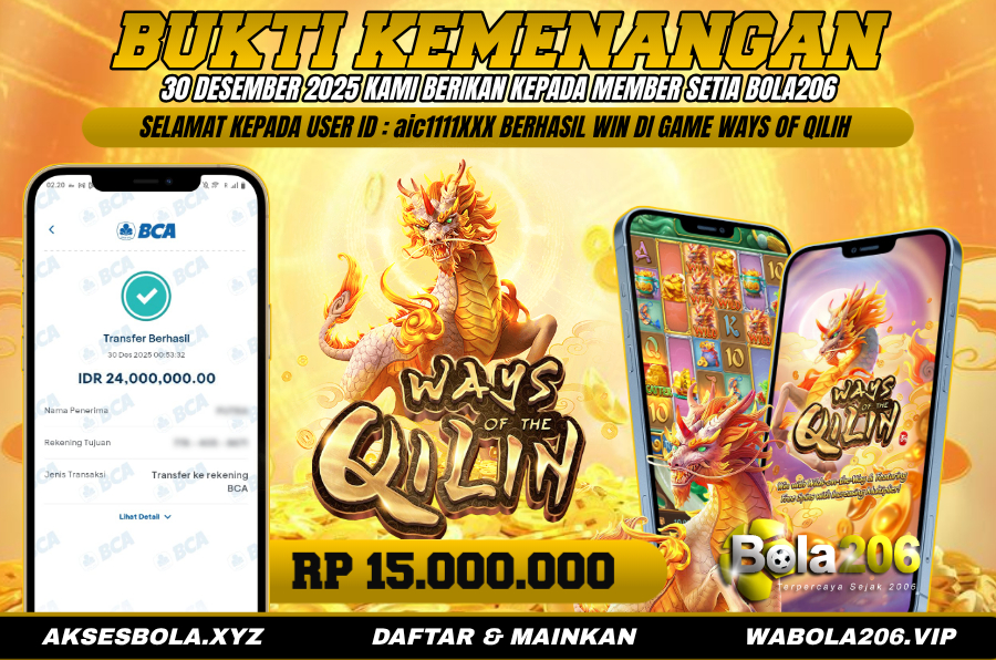 BUKTI KEMENANGAN MEMBER BOLA206 TANGGAL 30 DESEMBER 2025