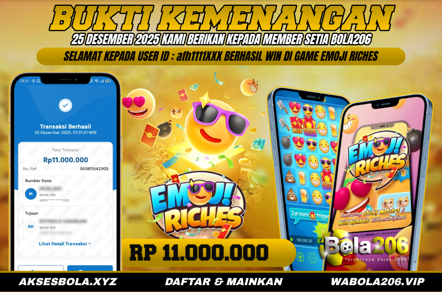 BUKTI KEMENANGAN MEMBER BOLA206 TANGGAL 25 DESEMBER 2025