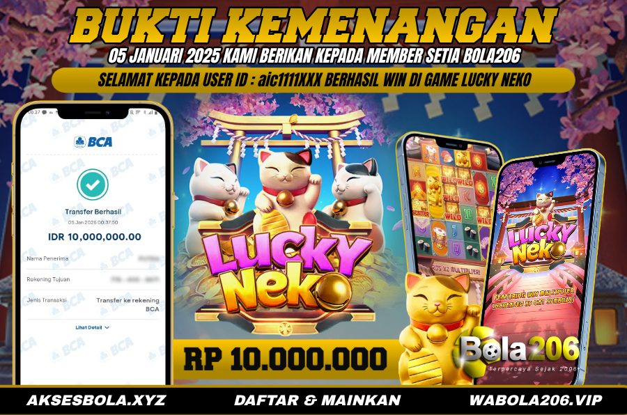 BUKTI KEMENANGAN MEMBER BOLA206 TANGGAL 05 JANUARI 2026