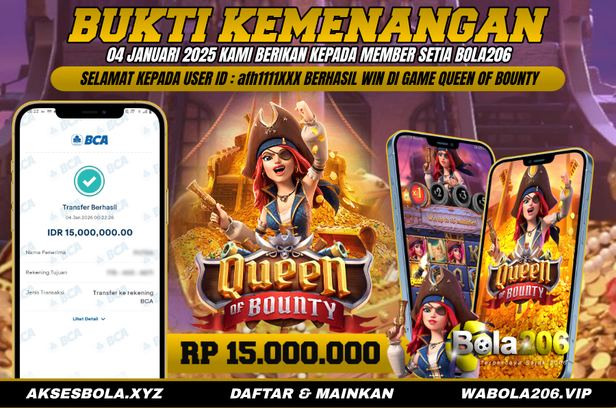 BUKTI KEMENANGAN MEMBER BOLA206 TANGGAL 04 JANUARI 2026
