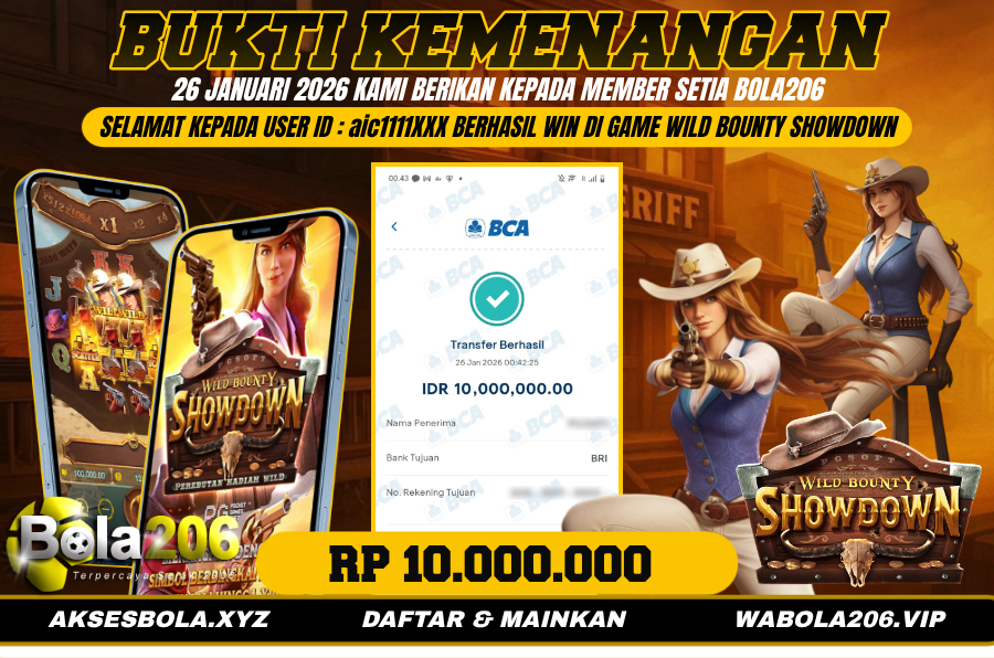 BUKTI KEMENANGAN MEMBER BOLA206 TANGGAL 26 JANUARI 2026
