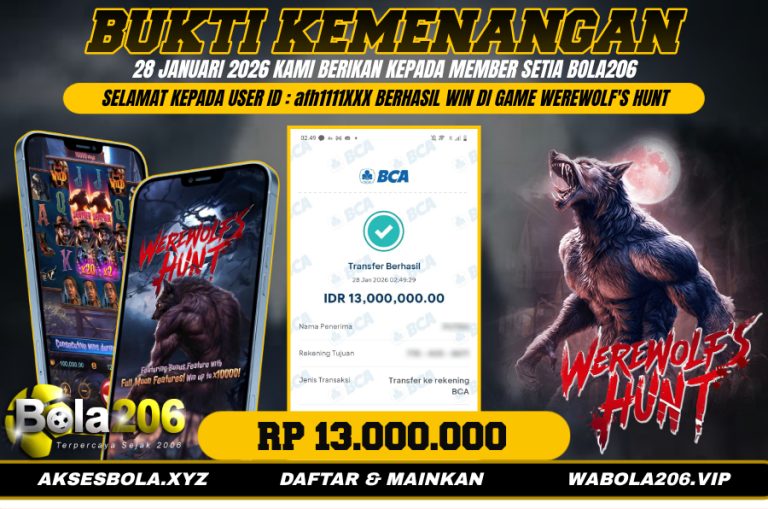 BUKTI KEMENANGAN MEMBER BOLA206 TANGGAL 28 JANUARI 2026