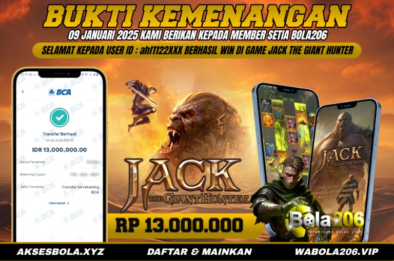 BUKTI KEMENANGAN MEMBER BOLA206 TANGGAL 09 JANUARI 2026