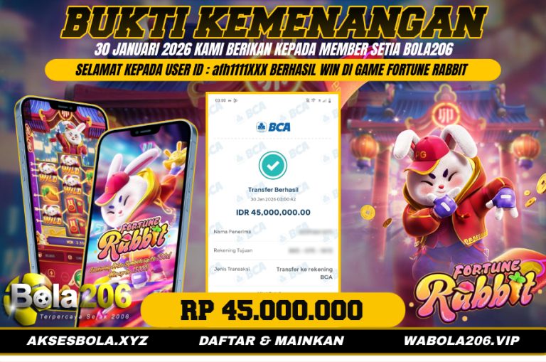 BUKTI KEMENANGAN MEMBER BOLA206 TANGGAL 30 JANUARI 2026