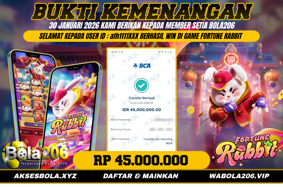 BUKTI KEMENANGAN MEMBER BOLA206 TANGGAL 30 JANUARI 2026