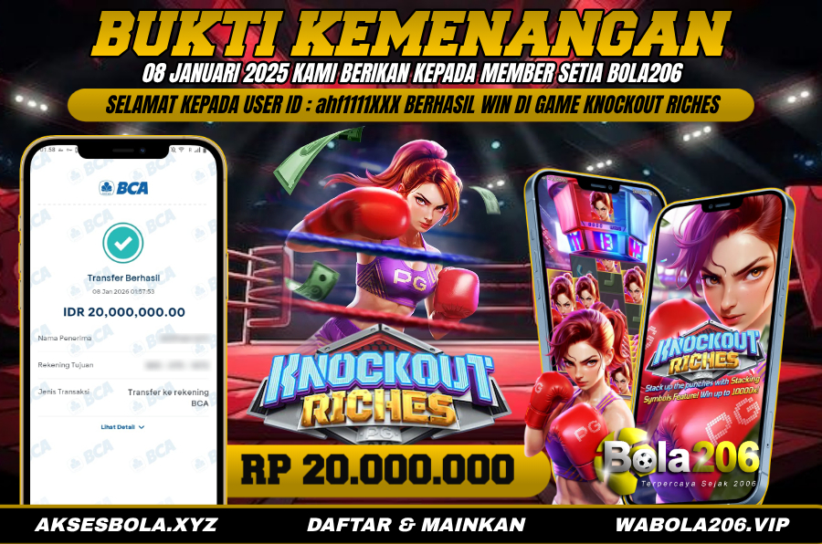 BUKTI KEMENANGAN MEMBER BOLA206 TANGGAL 08 JANUARI 2026