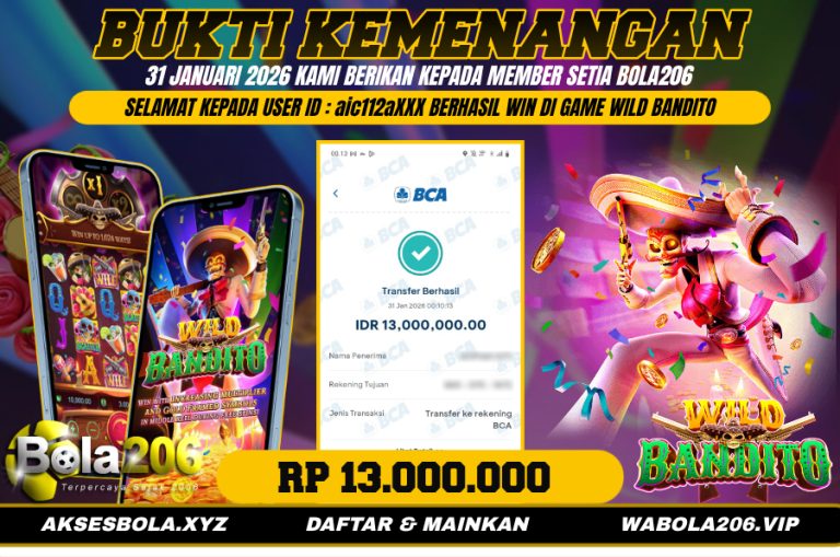 BUKTI KEMENANGAN MEMBER BOLA206 TANGGAL 31 JANUARI 2026