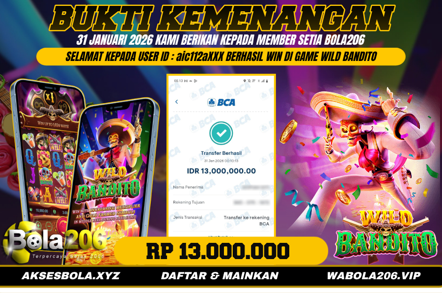 BUKTI KEMENANGAN MEMBER BOLA206 TANGGAL 31 JANUARI 2026