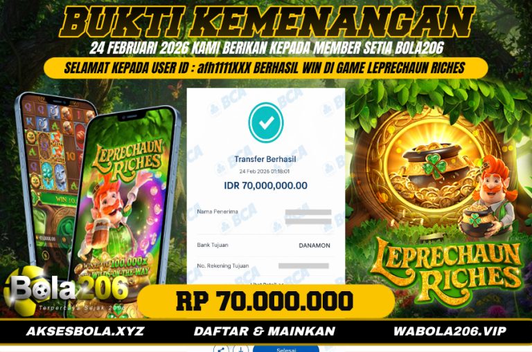 BUKTI KEMENANGAN MEMBER BOLA206 TANGGAL 24 FEBRUARI 2026