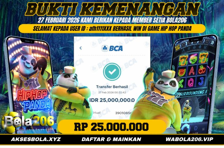 BUKTI KEMENANGAN MEMBER BOLA206 TANGGAL 27 FEBRUARI 2026