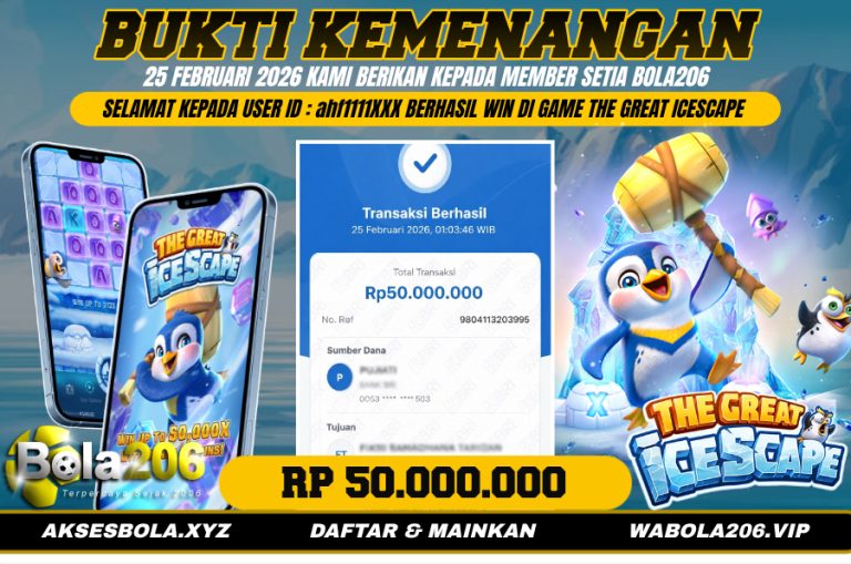 BUKTI KEMENANGAN MEMBER BOLA206 TANGGAL 25 FEBRUARI 2026