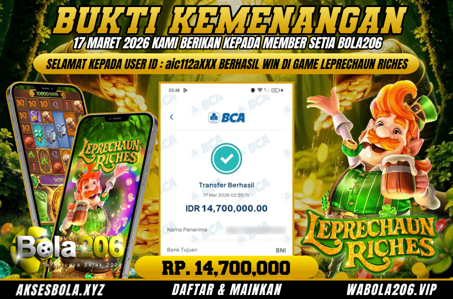 BUKTI KEMENANGAN MEMBER BOLA206 TANGGAL 17 MARET 2026