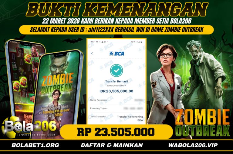 BUKTI KEMENANGAN MEMBER BOLA206 TANGGAL 22 MARET 2026