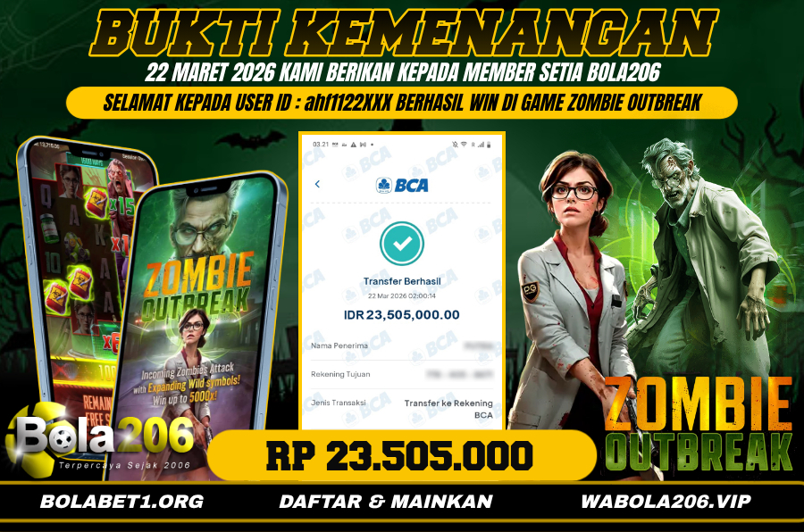 BUKTI KEMENANGAN MEMBER BOLA206 TANGGAL 22 MARET 2026