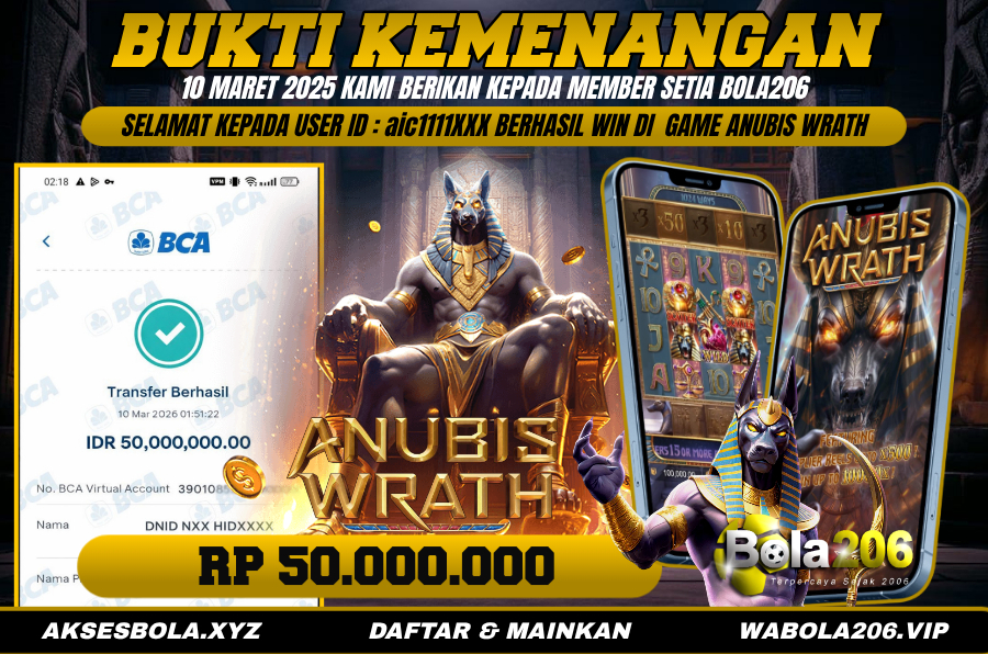 BUKTI KEMENANGAN MEMBER BOLA206 TANGGAL 10 MARET 2026