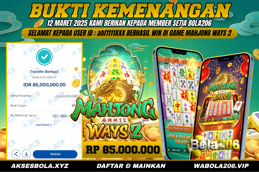 BUKTI KEMENANGAN MEMBER BOLA206 TANGGAL 12 MARET 2026