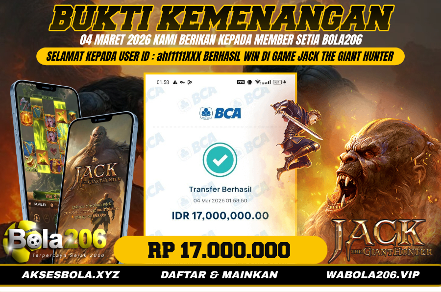 BUKTI KEMENANGAN MEMBER BOLA206 TANGGAL 04 MARET 2026