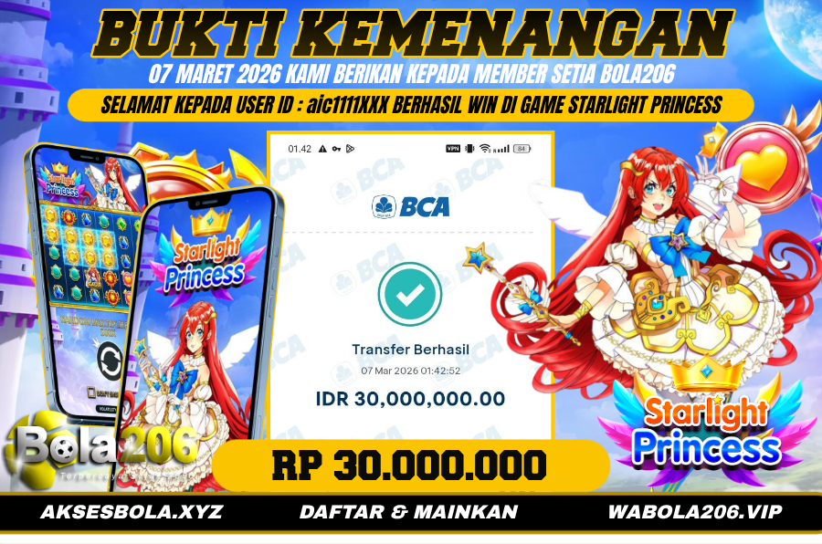 BUKTI KEMENANGAN MEMBER BOLA206 TANGGAL 07 MARET 2026