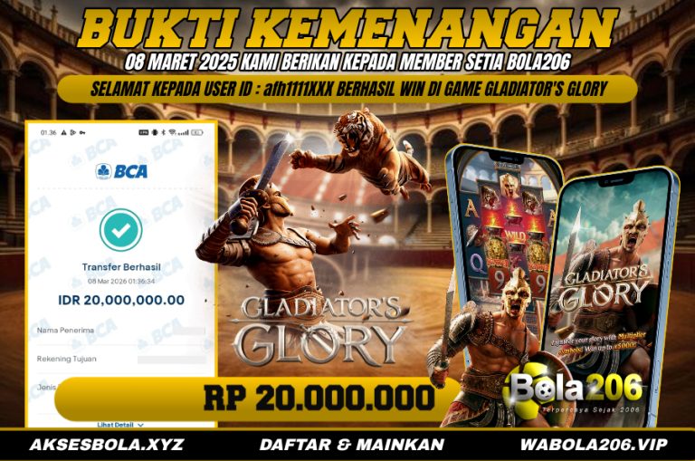 BUKTI KEMENANGAN MEMBER BOLA206 TANGGAL 08 MARET 2026