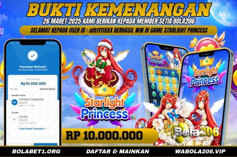 BUKTI KEMENANGAN MEMBER BOLA206 TANGGAL 26 MARET 2026