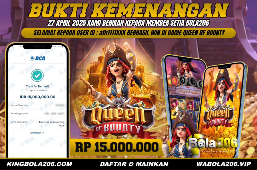 BUKTI KEMENANGAN MEMBER BOLA206 TANGGAL 27 APRIL 2026