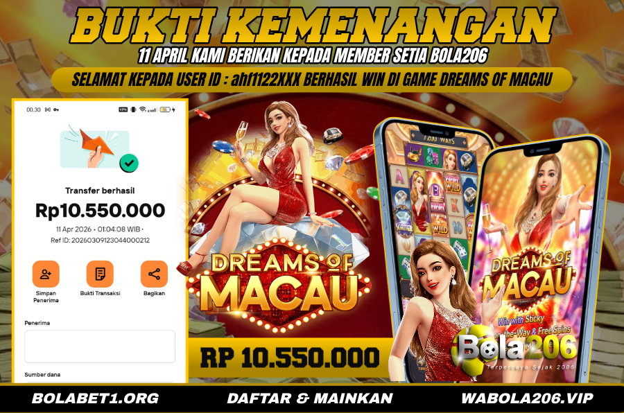 BUKTI KEMENANGAN MEMBER BOLA206 TANGGAL 11 APRIL 2026