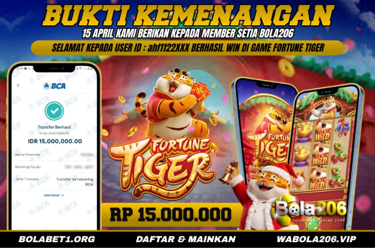 BUKTI KEMENANGAN MEMBER BOLA206 TANGGAL 15 APRIL 2026