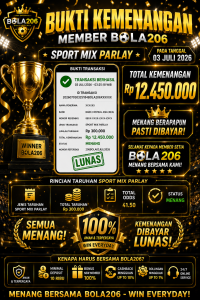 BUKTI KEMENANGAN MEMBER BOLA206 TANGGAL 03 JULI 2026