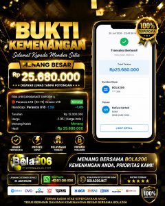 BUKTI KEMENANGAN MEMBER BOLA206 TANGGAL 28 JULI 2026